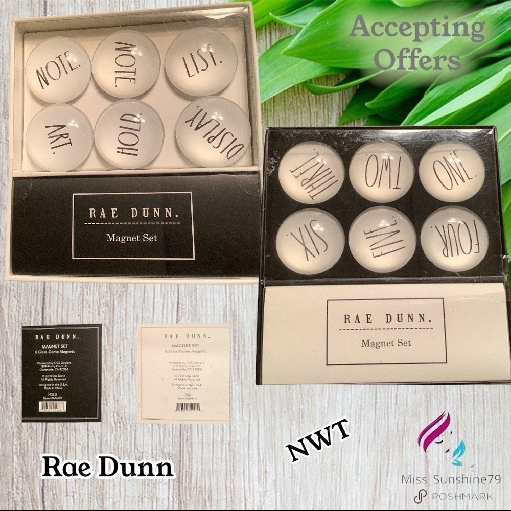 Rae Dunn NWT - 12 cabochon 1-5/8” dia MAGNETS note hold display 1-6 list art